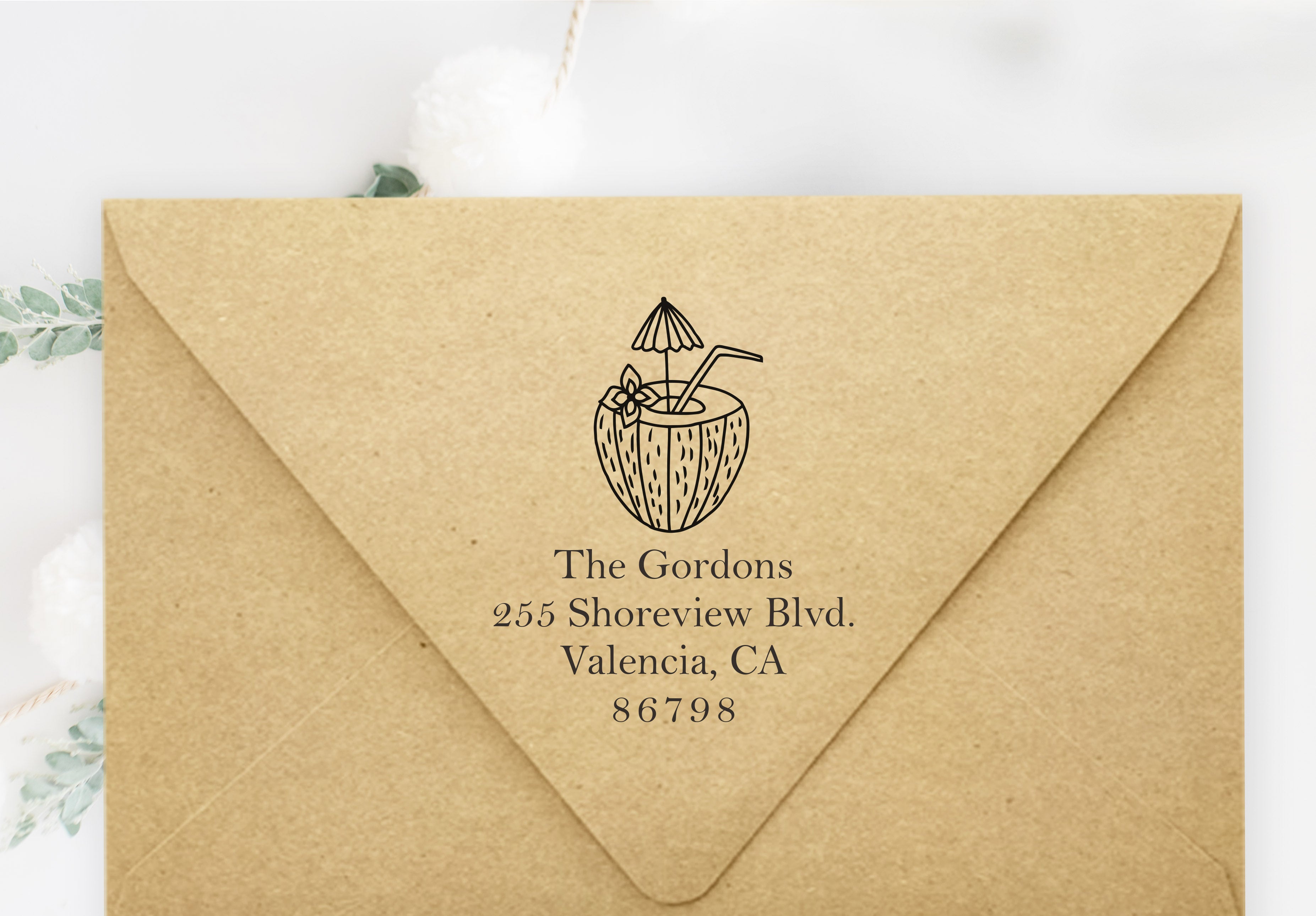 Coconut Drink Address Stamp