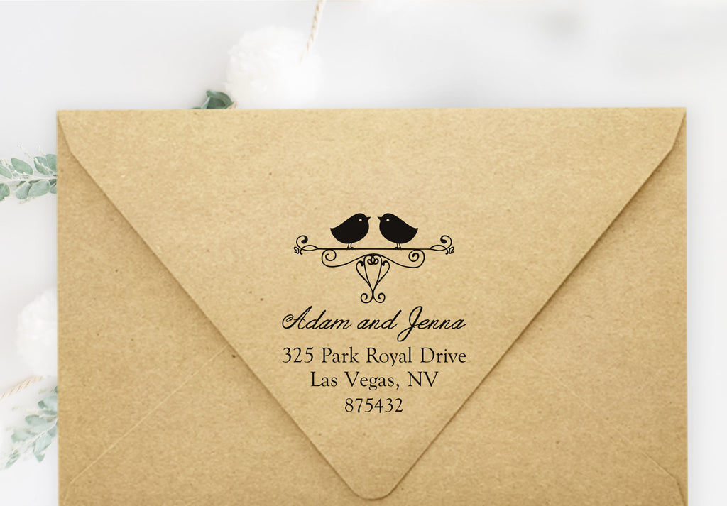 Lovebirds Address Stamp