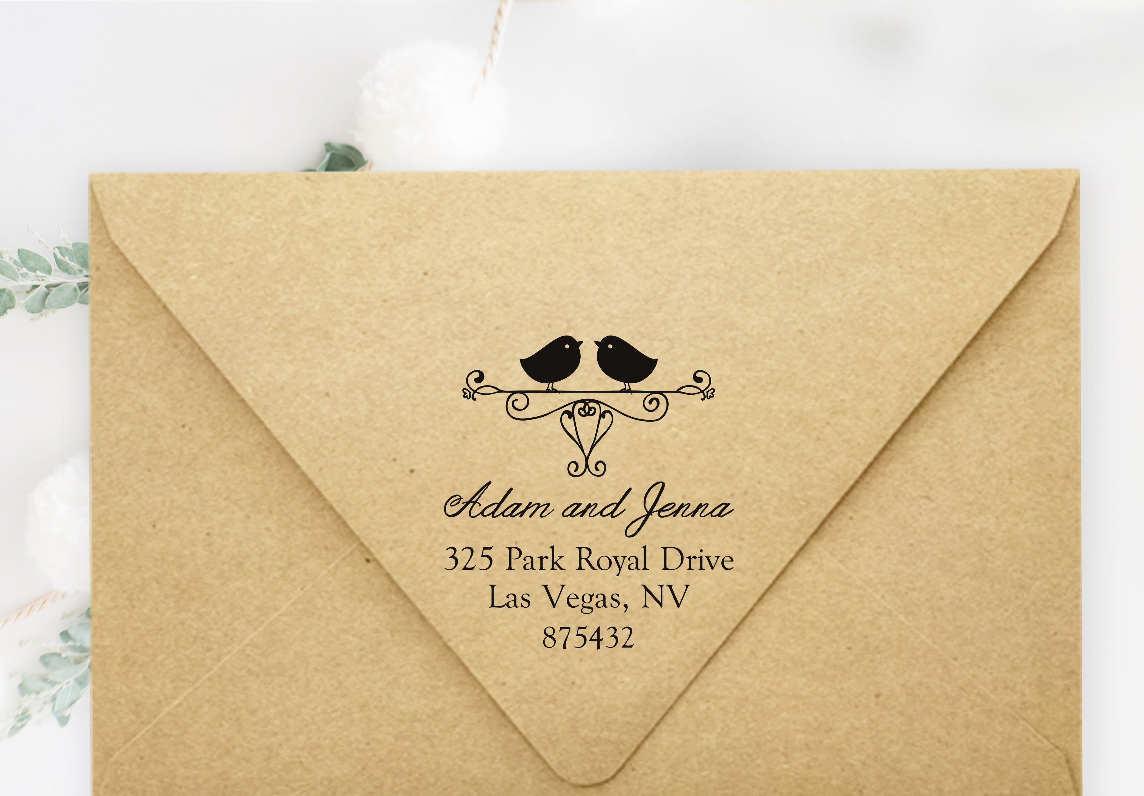 Lovebirds Address Stamp