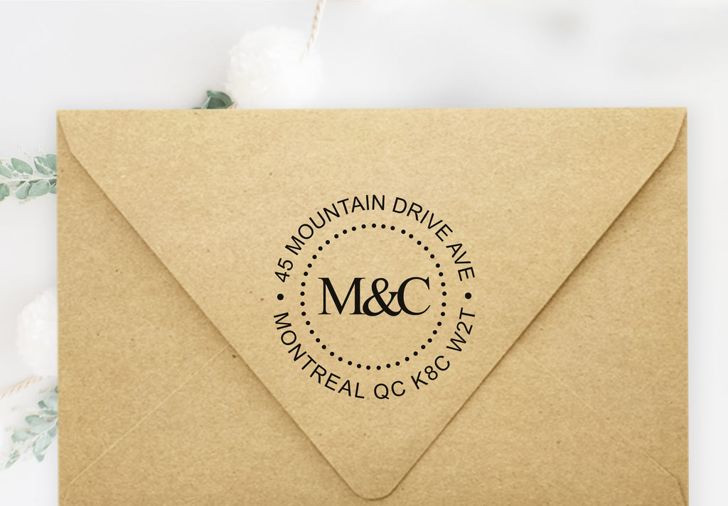 Dotted Circle Monogram Address Stamp