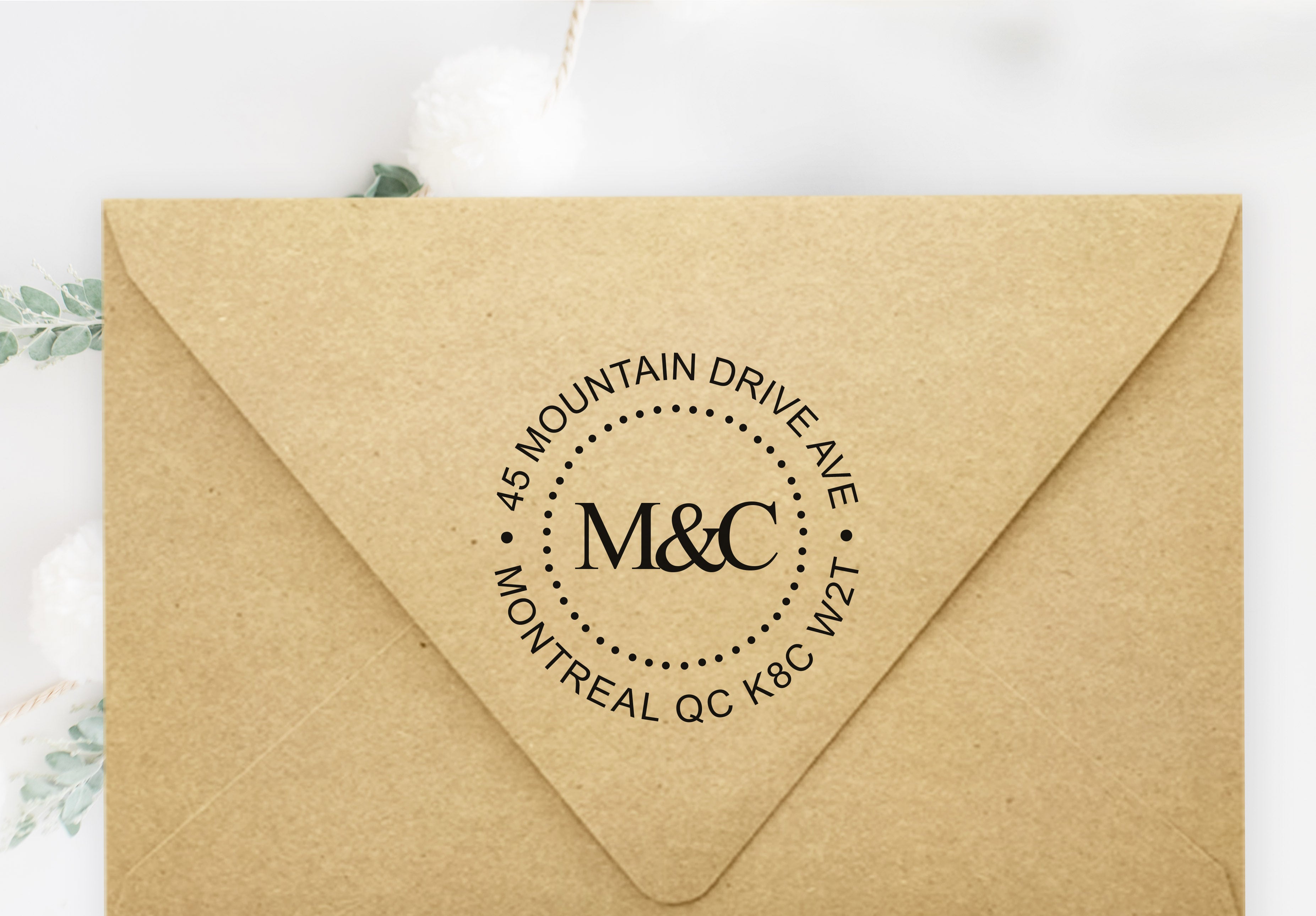 Dotted Circle Monogram Address Stamp
