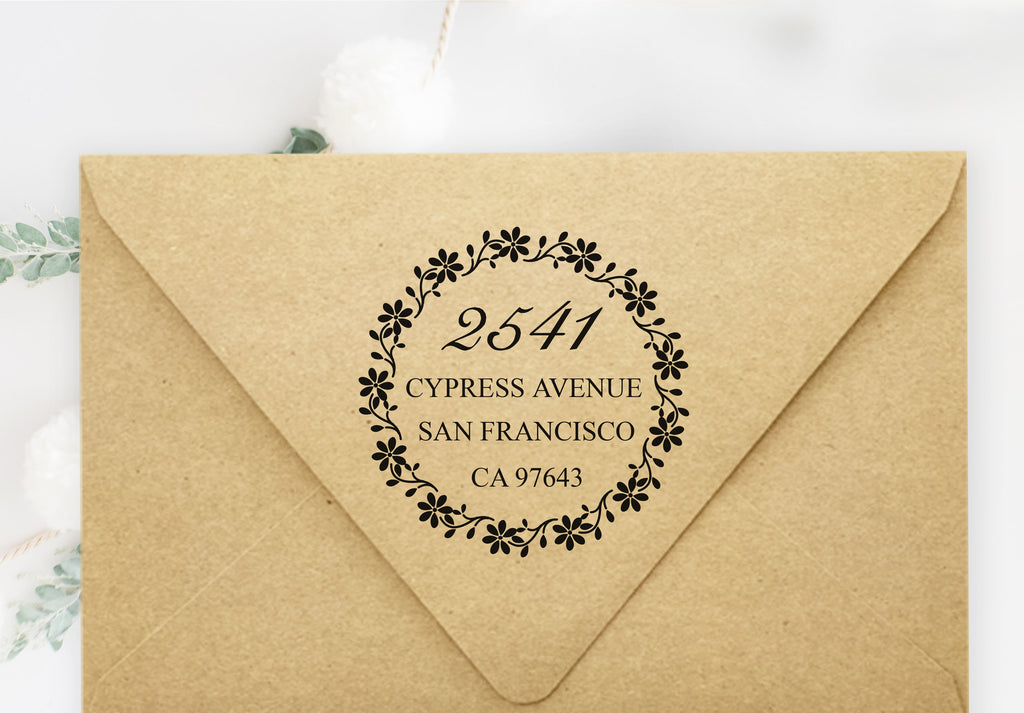 Floral Wreath Address Stamp