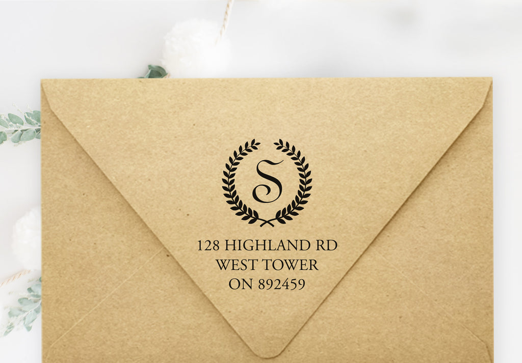 Wreath Initial Address Stamp