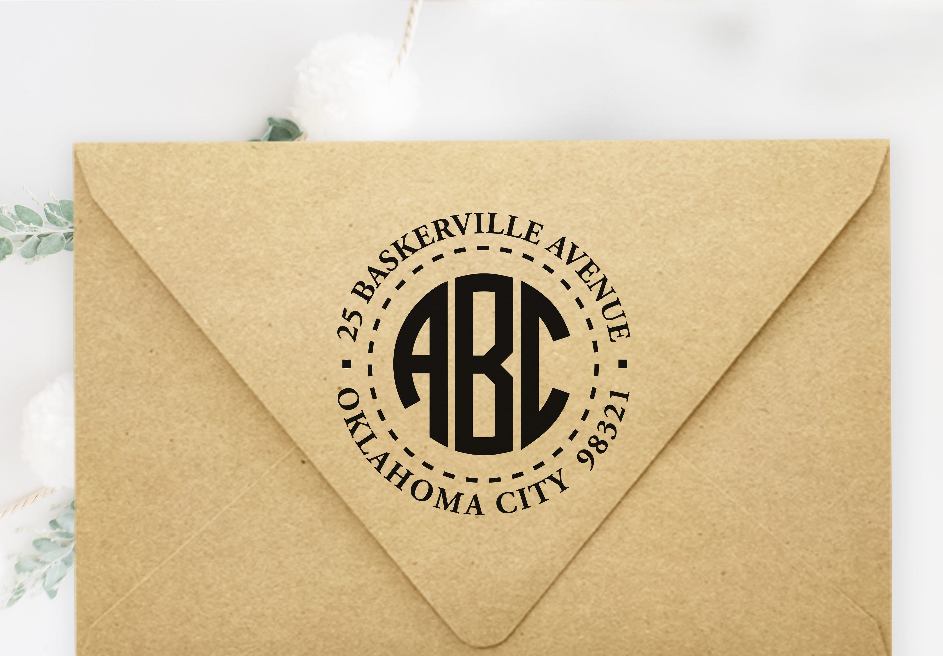 Block Monogram Address Stamp