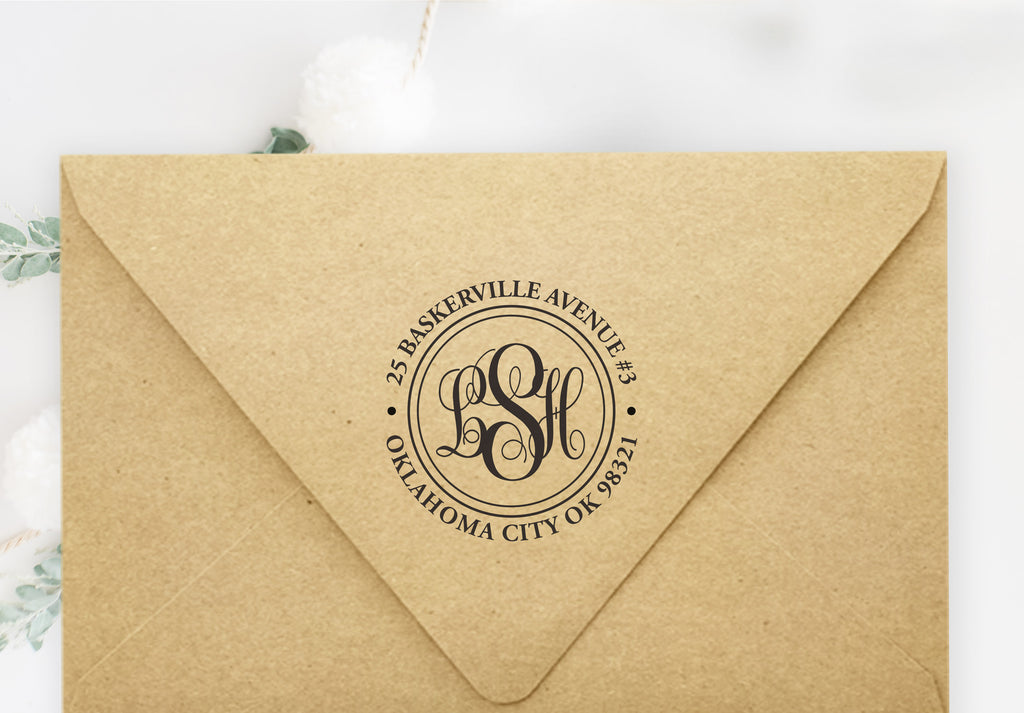 Classic Monogram Circle Address Stamp