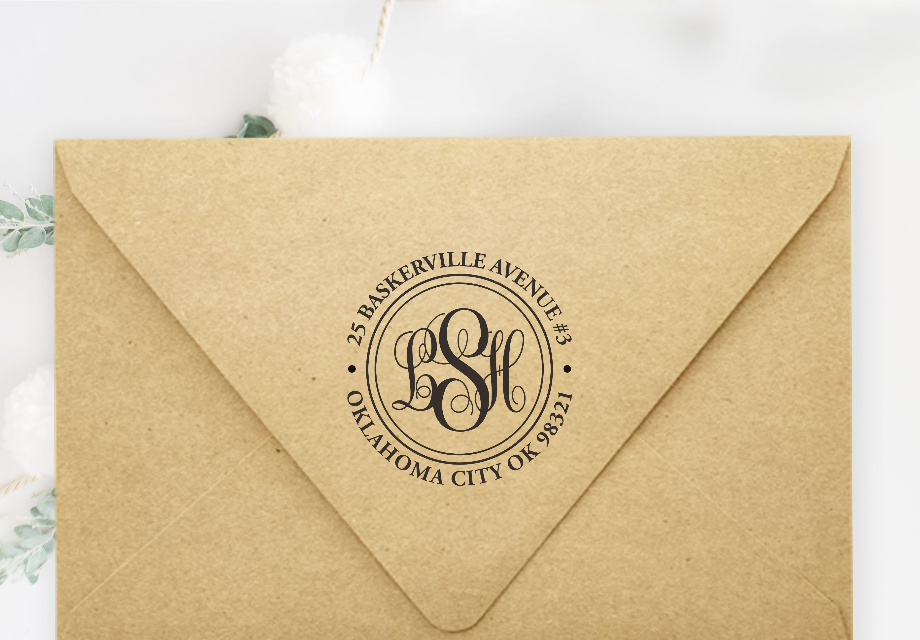 Classic Monogram Circle Address Stamp