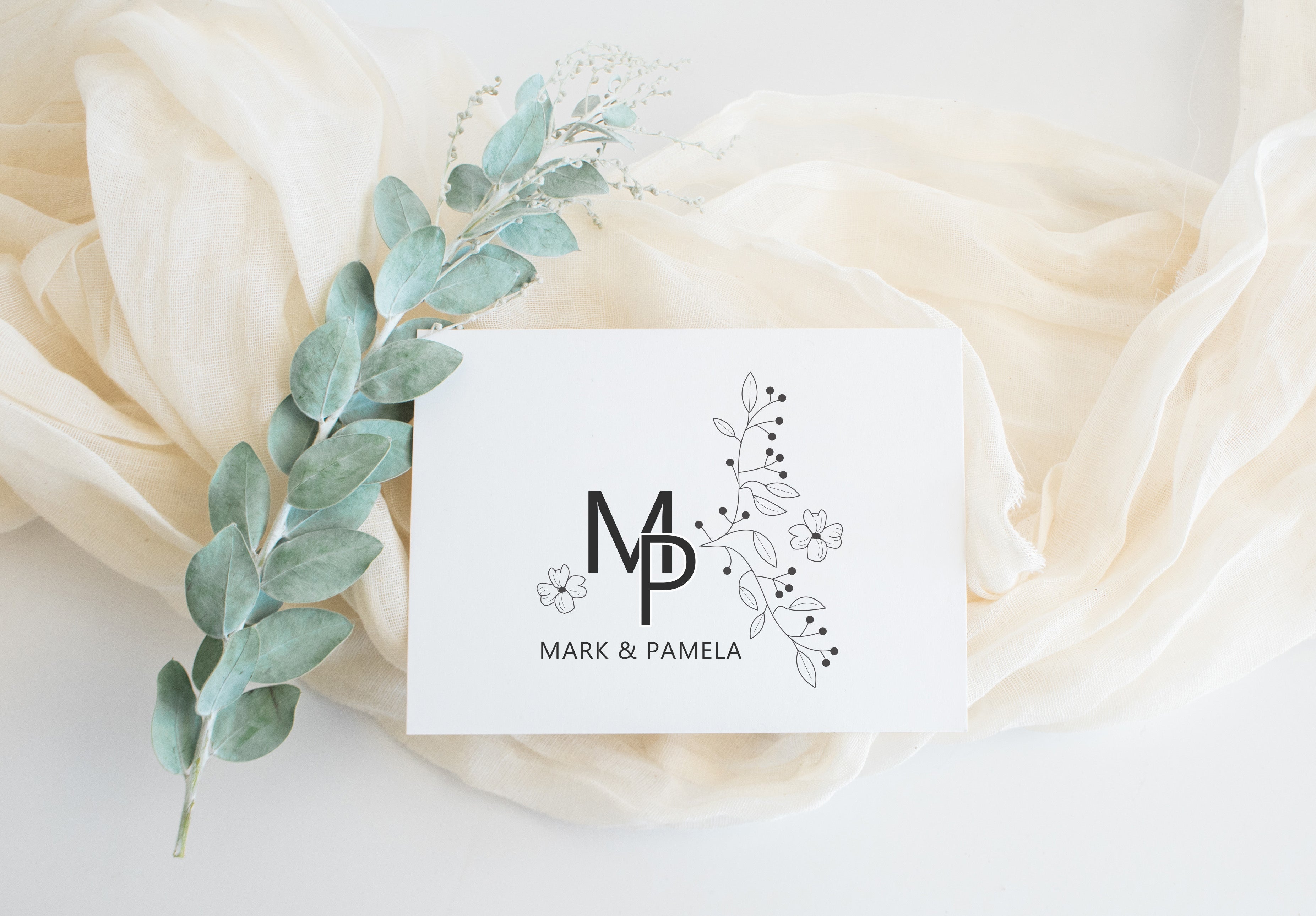 Floral Initials Wedding Stamp