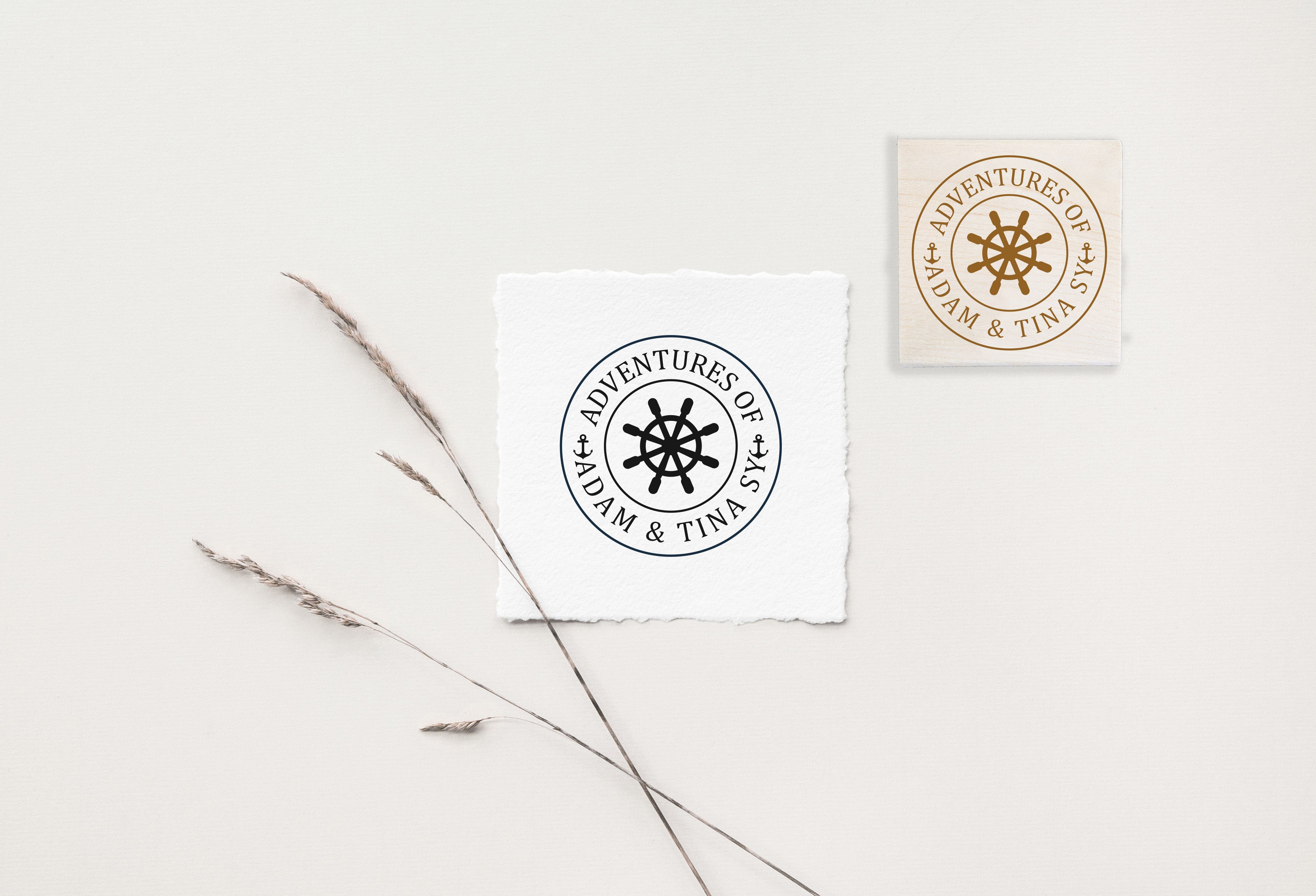 Nautical Wheel Wedding Stamp