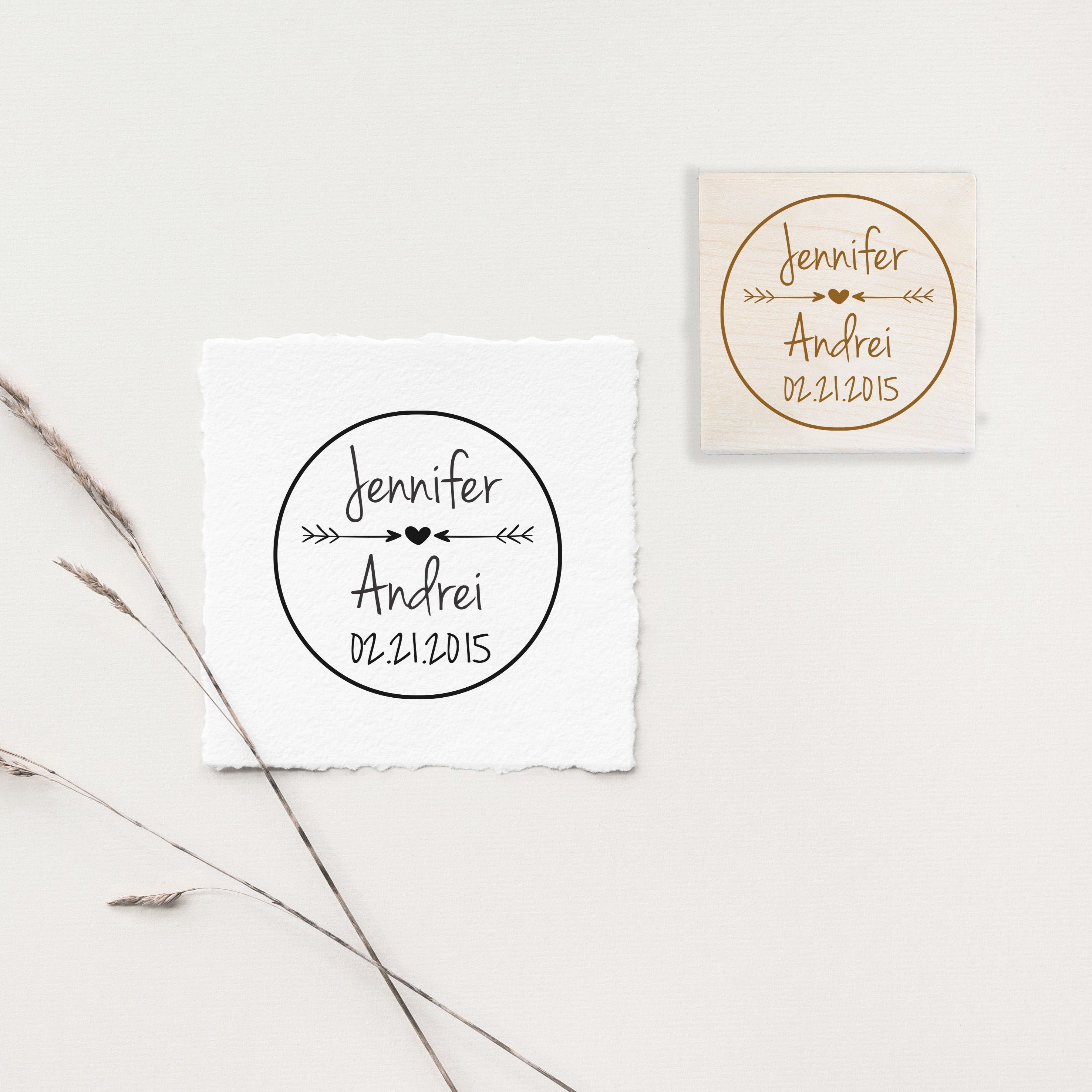 Heart and Arrows Wedding Stamp