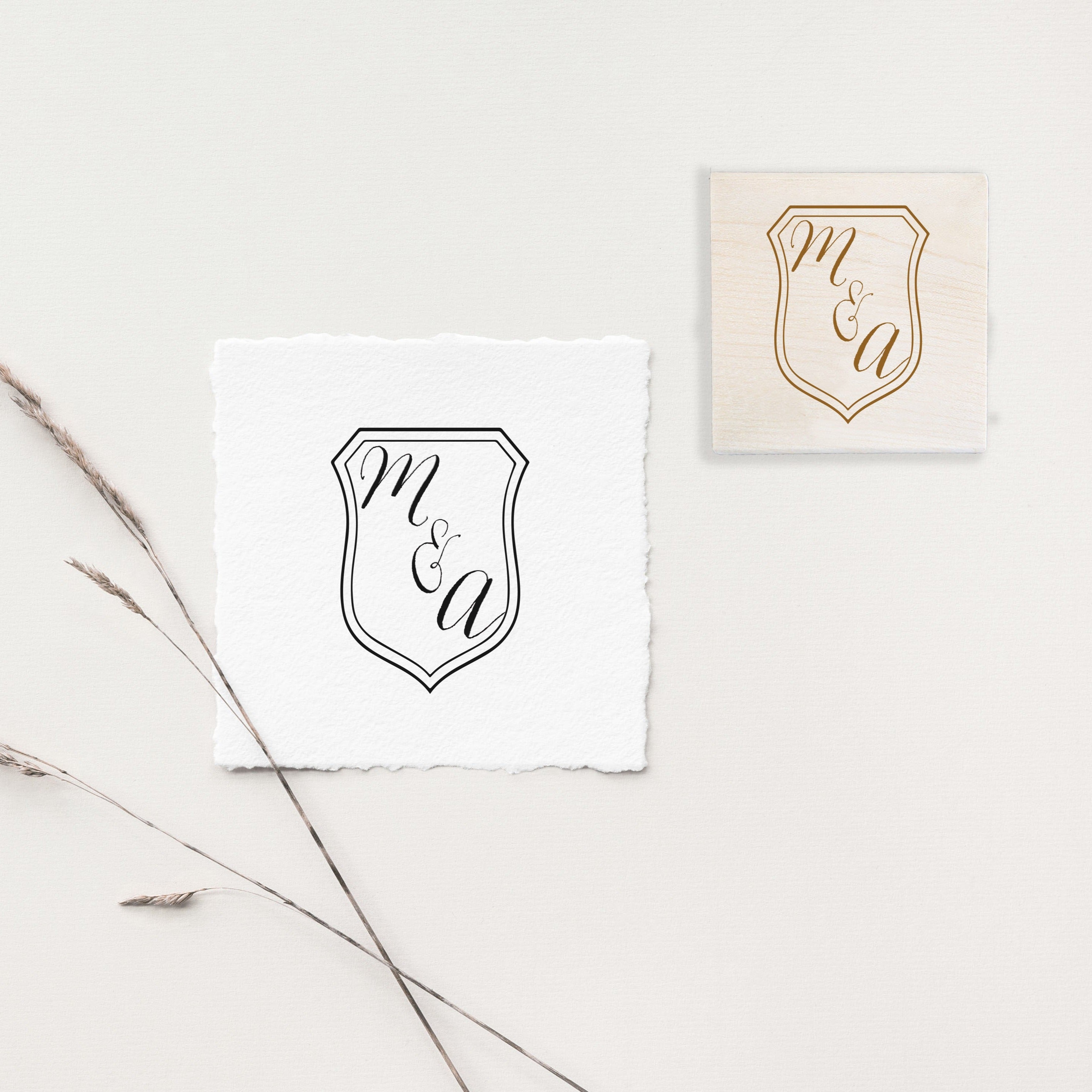 Crest Initials Wedding Stamp