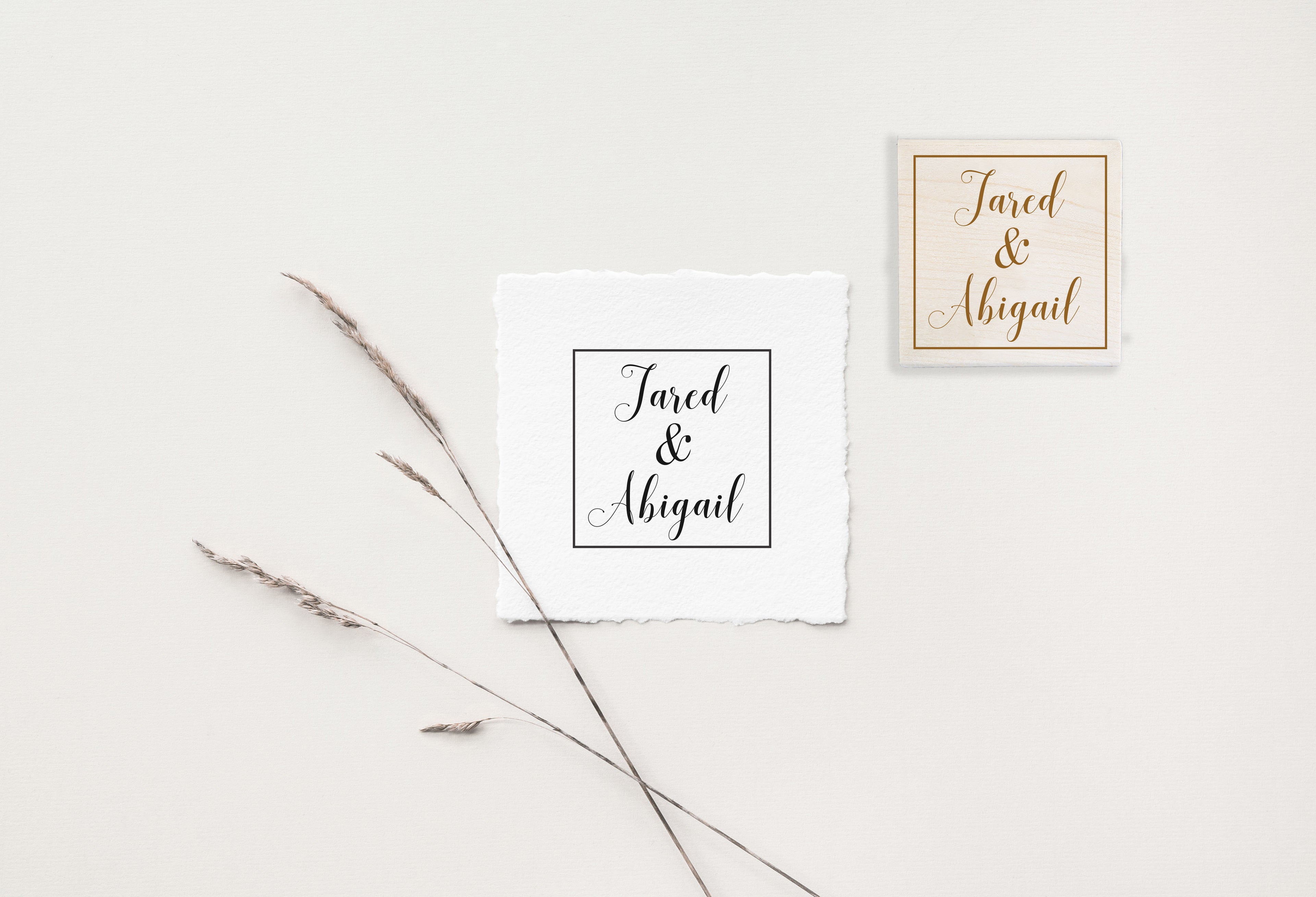 Names in Square Wedding Stamp