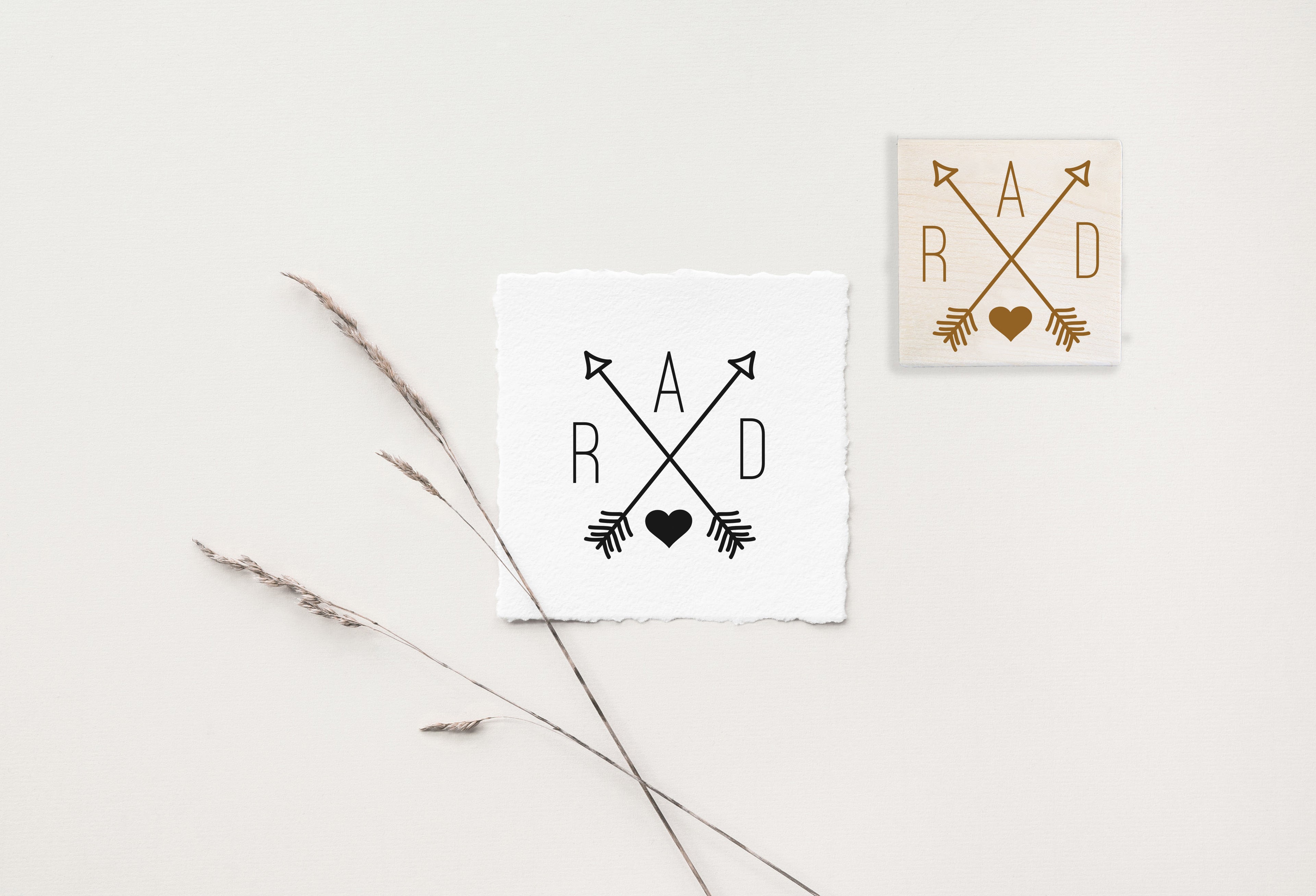 Criss-Cross Arrows and Heart Wedding Stamp