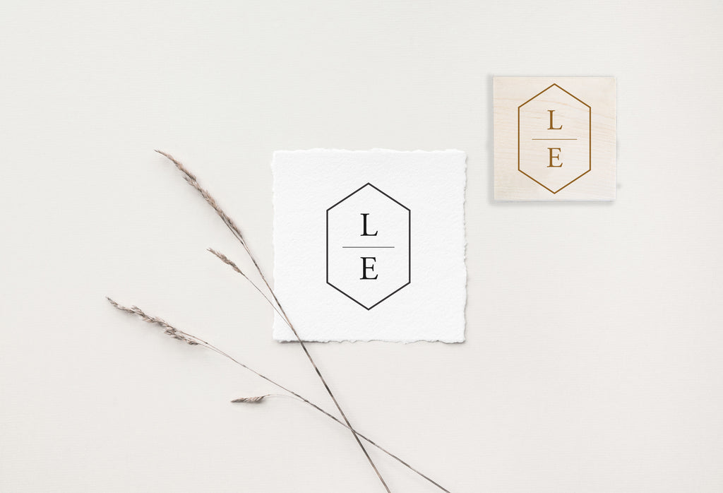 Hexagon Initials Wedding Stamp