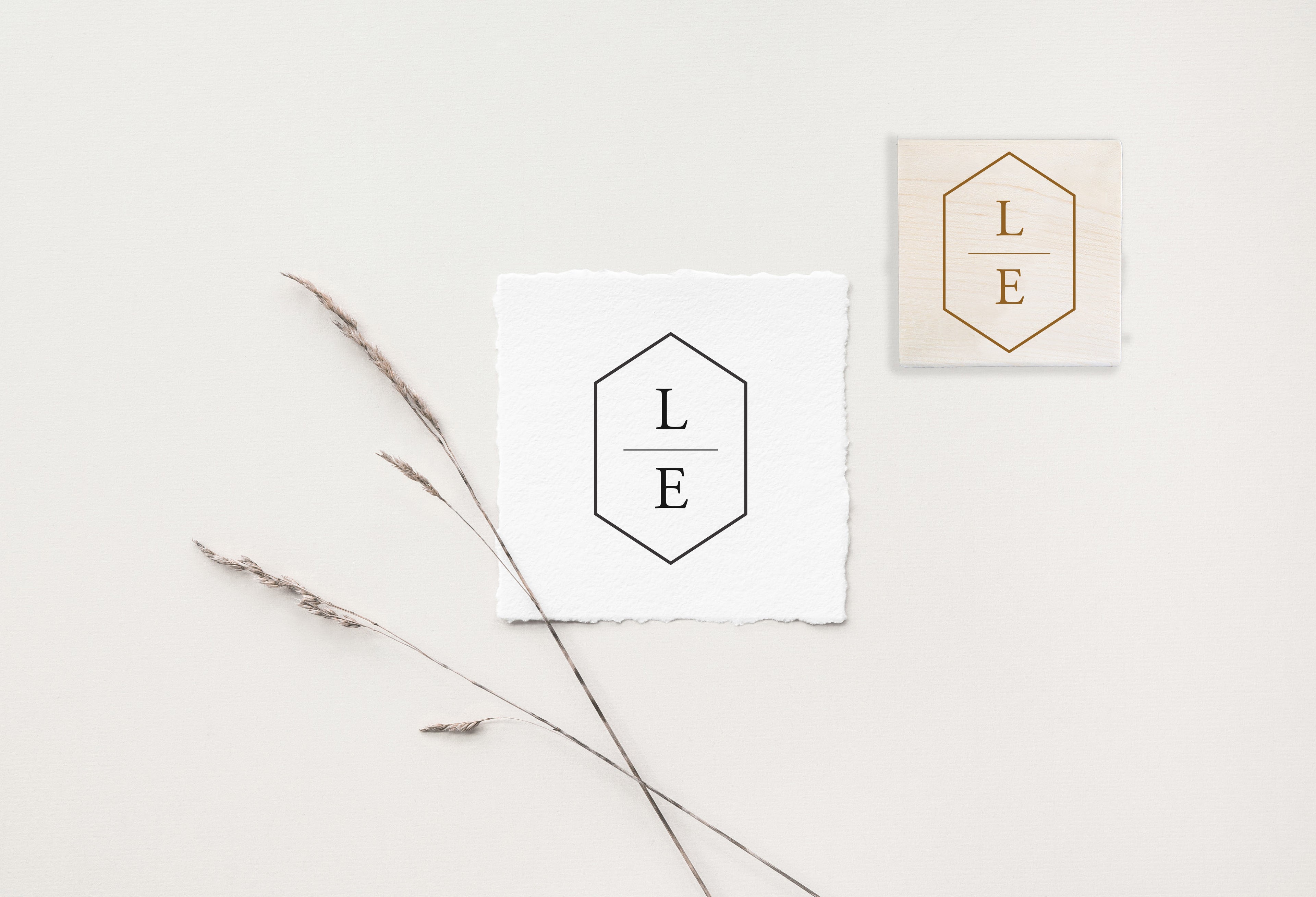 Hexagon Initials Wedding Stamp