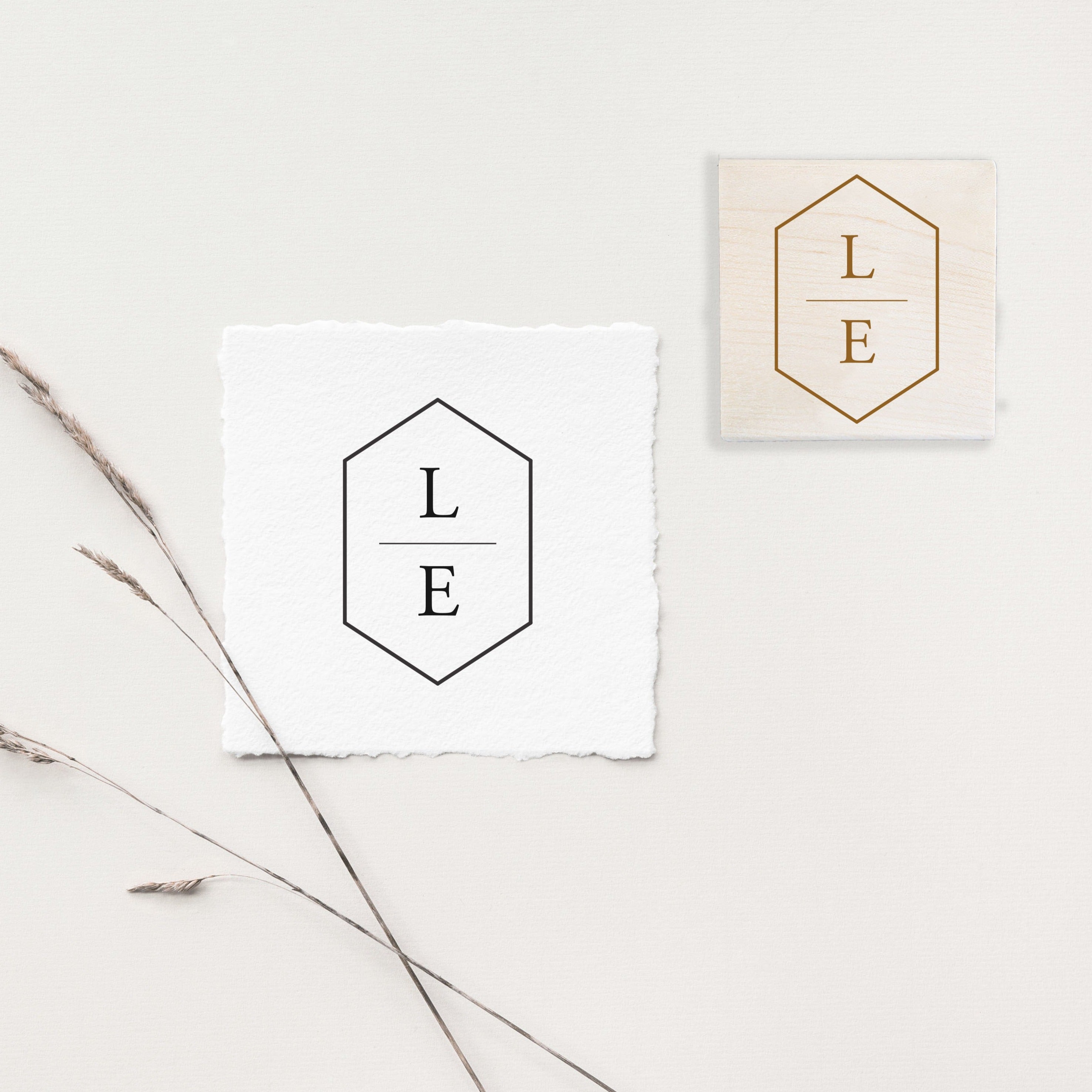 Hexagon Initials Wedding Stamp