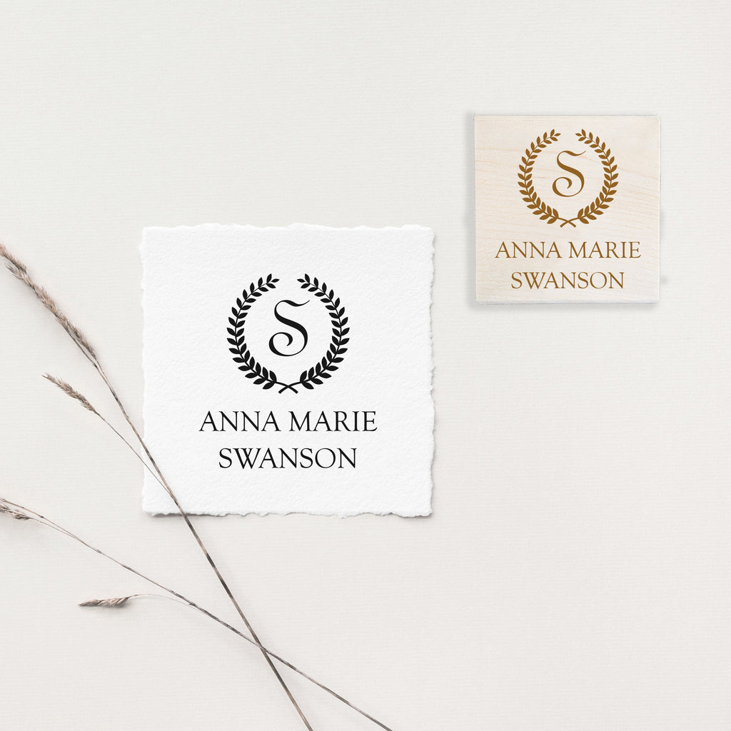 Stamp - Wreath Initial Name