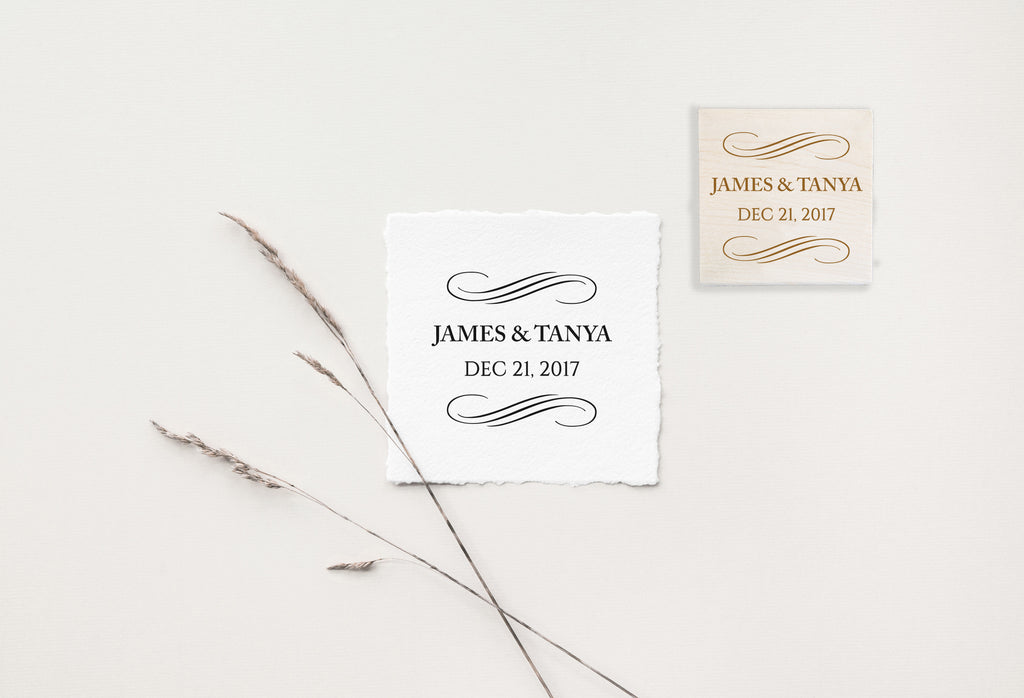 Swirls Save The Date Wedding Stamp