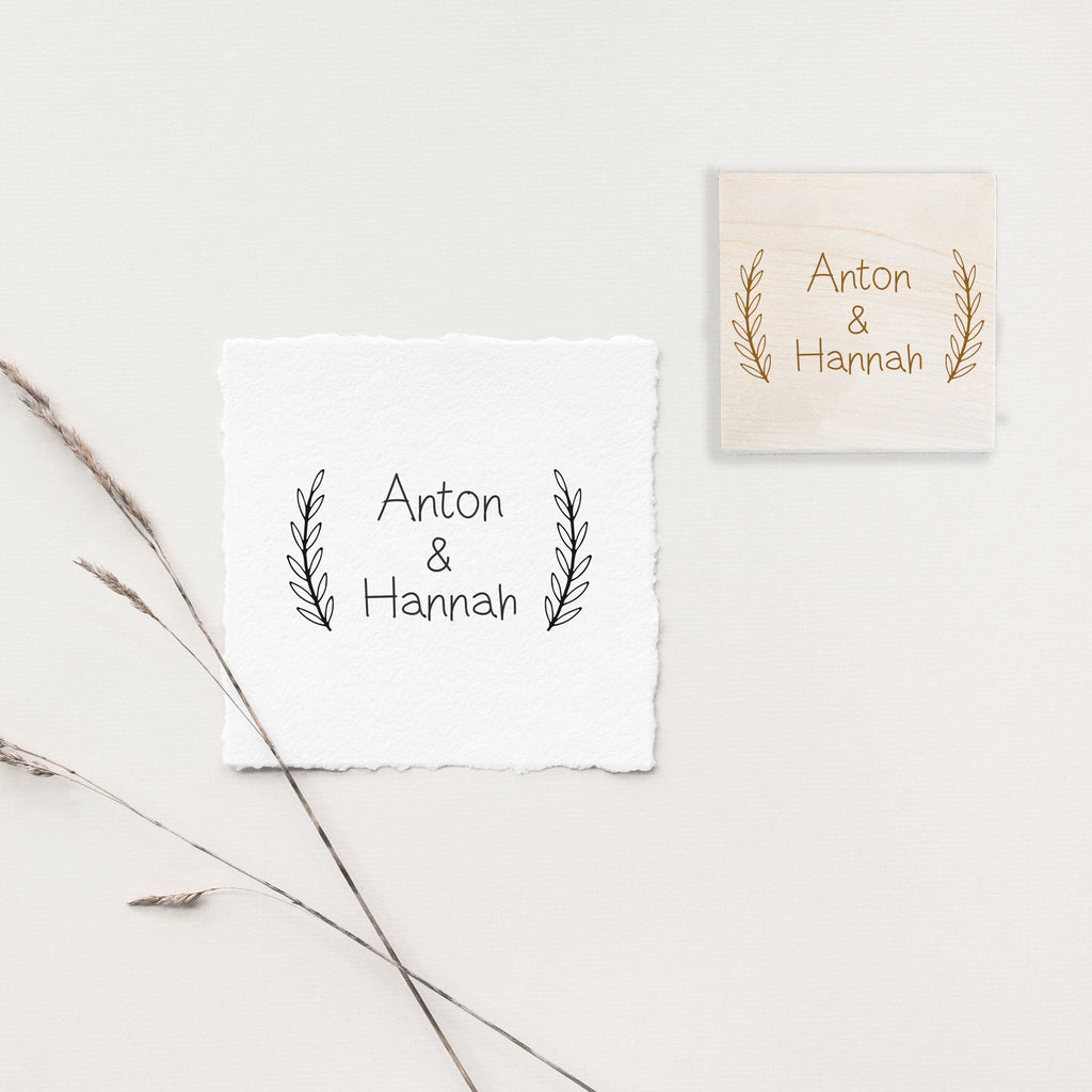 Hannah Leaves Border Wedding Stamp