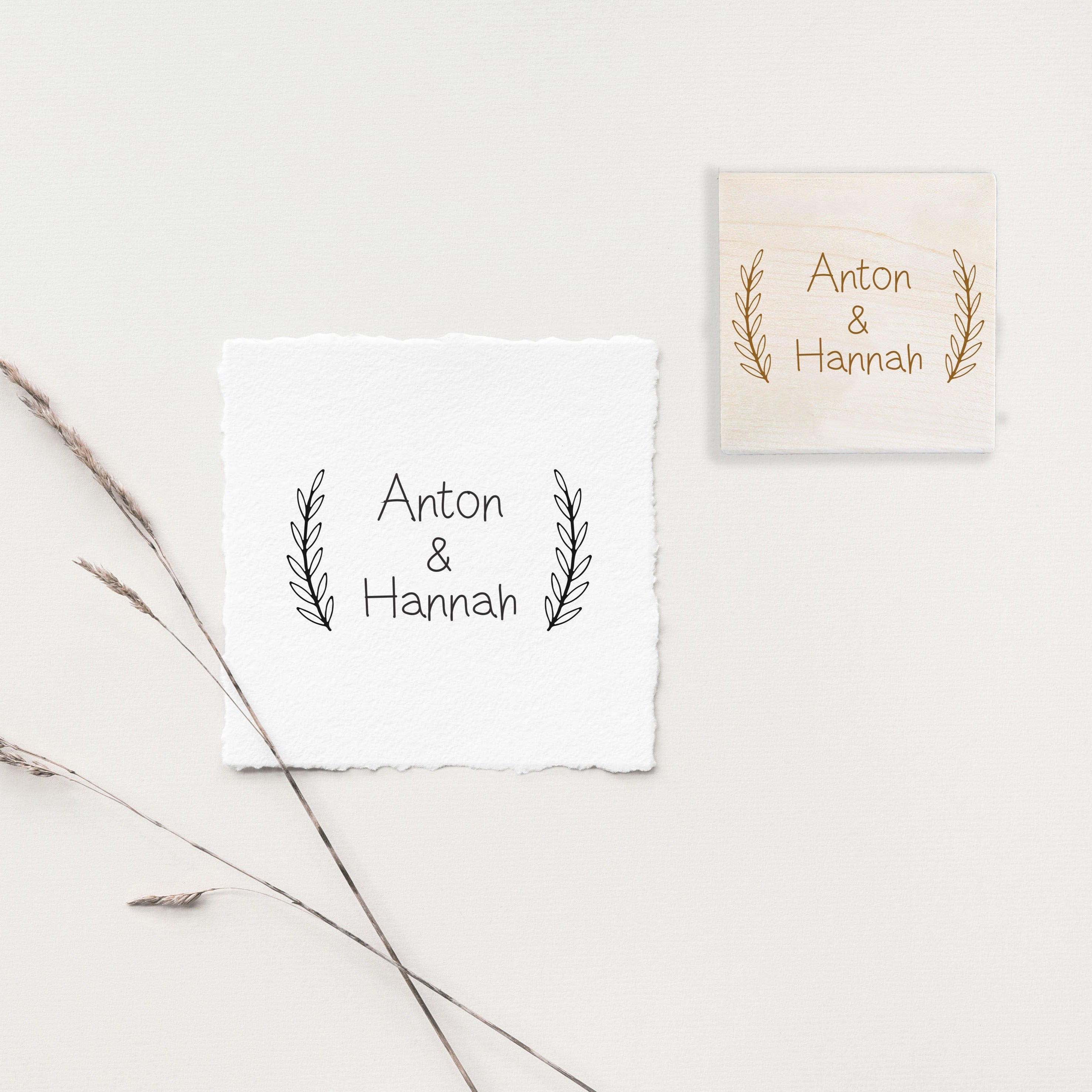 Hannah Leaves Border Wedding Stamp