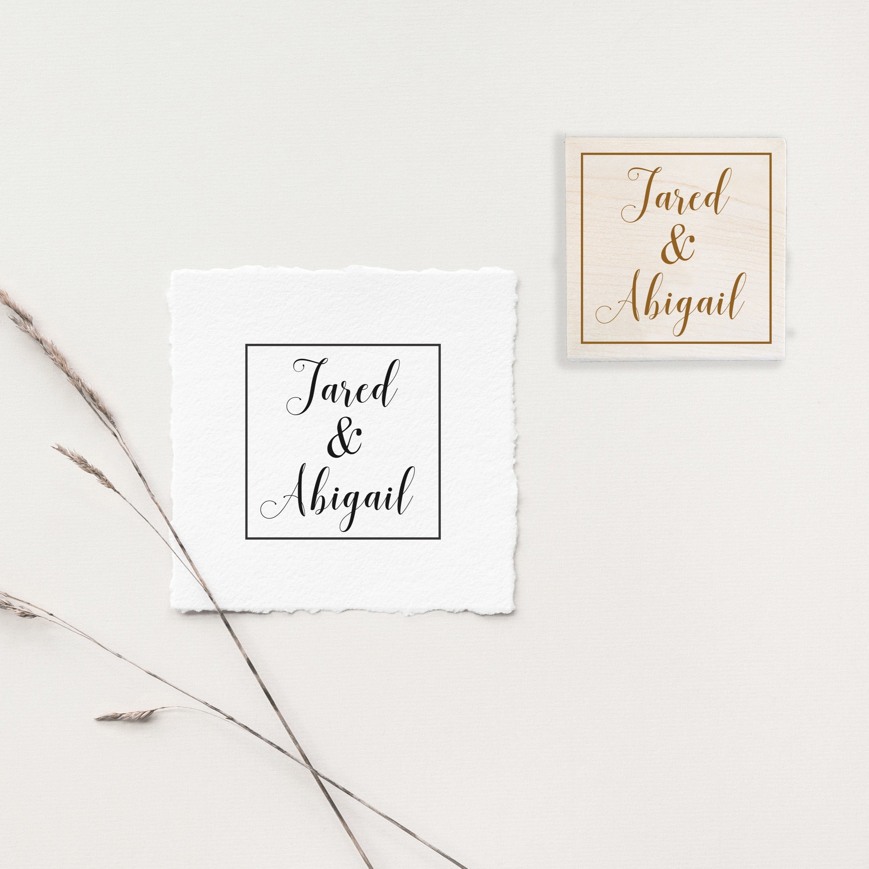 Names in Square Wedding Stamp