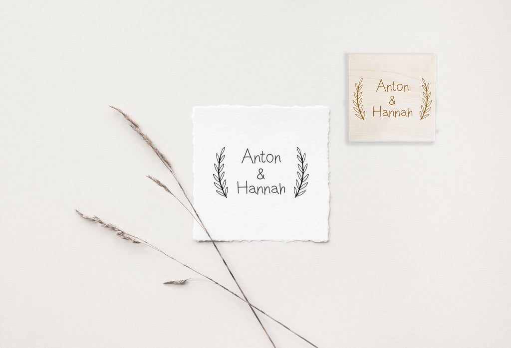 Hannah Leaves Border Wedding Stamp