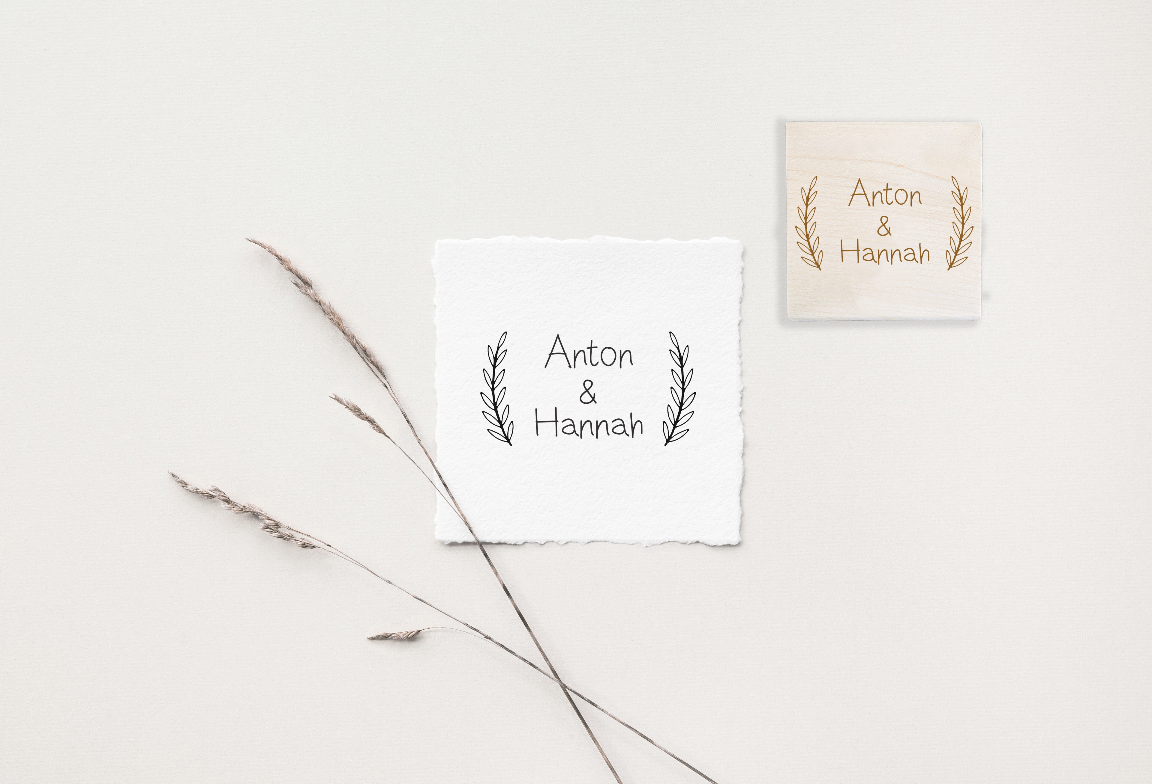 Hannah Leaves Border Wedding Stamp