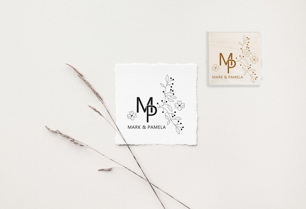 Floral Initials Wedding Stamp