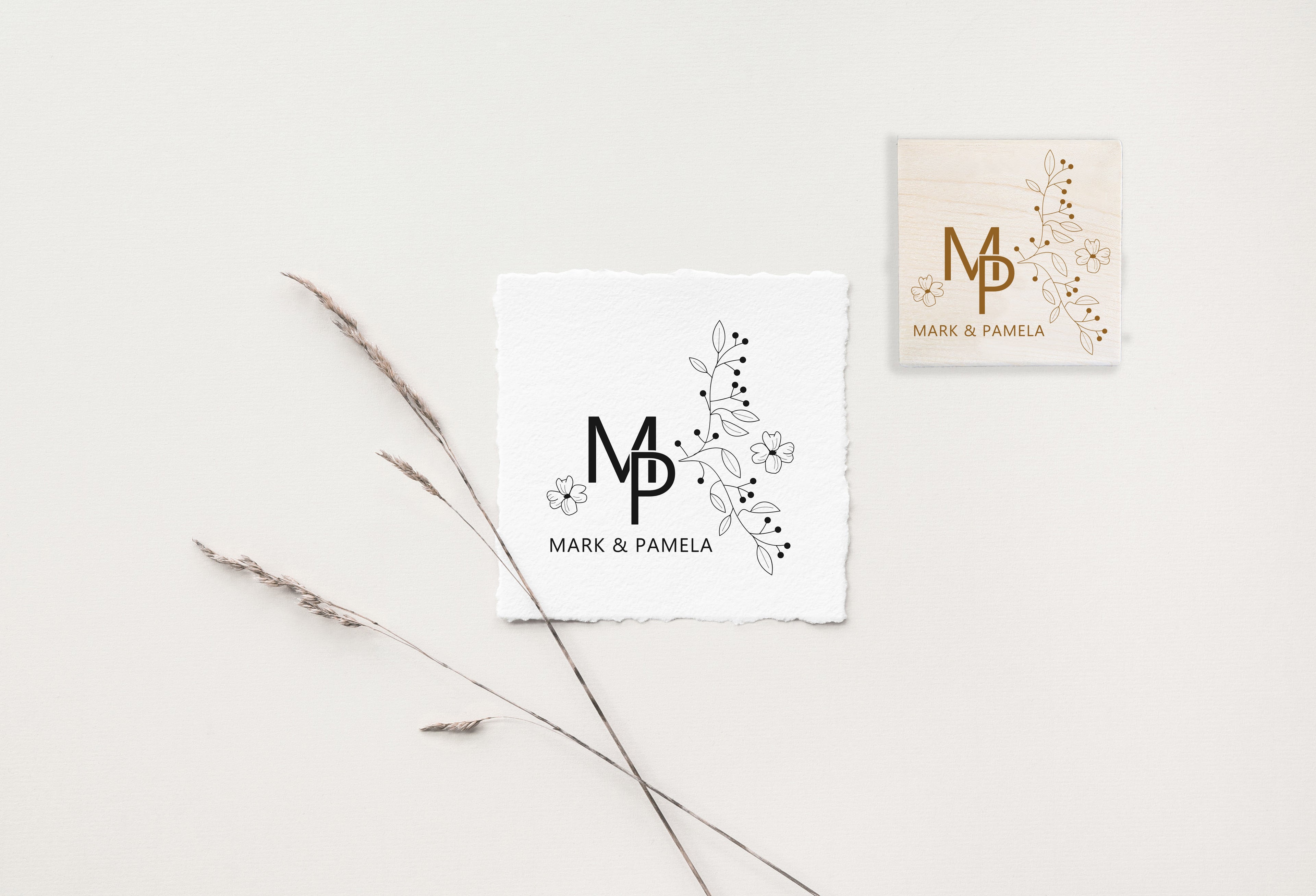 Floral Initials Wedding Stamp