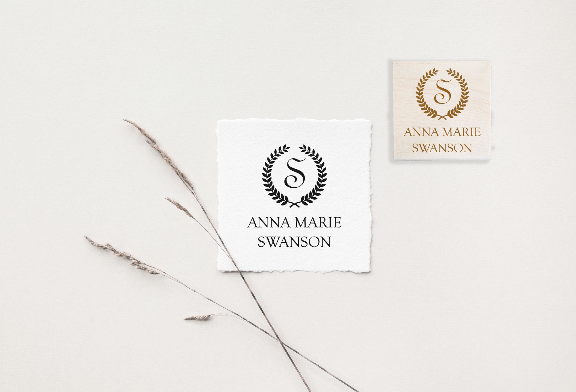 Stamp - Wreath Initial Name