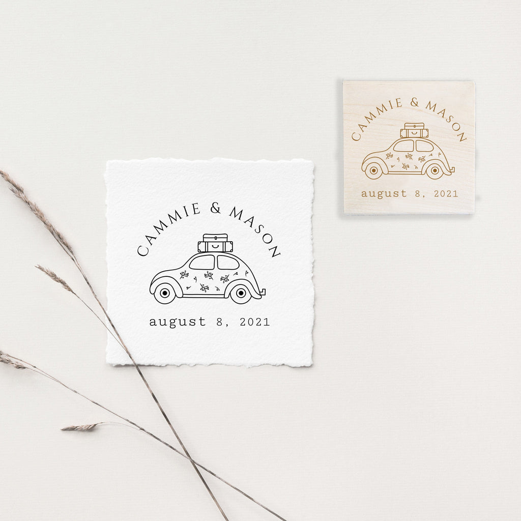 VW Beetle Save the Date Wedding Stamp