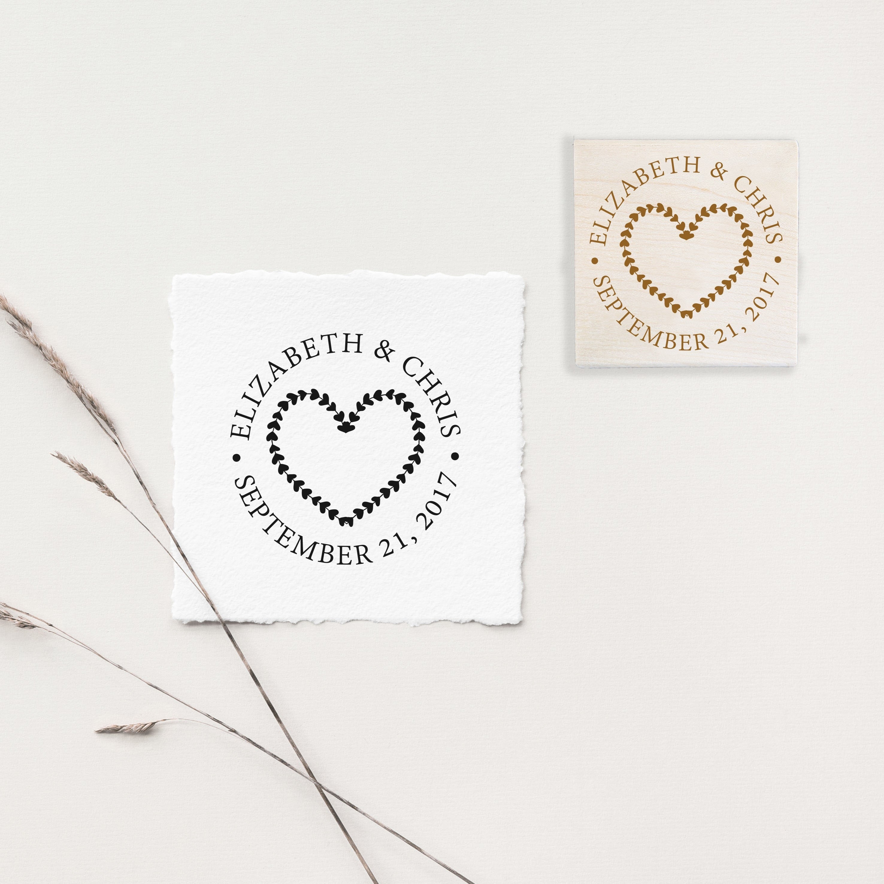 Hearts Wreath Wedding Stamp