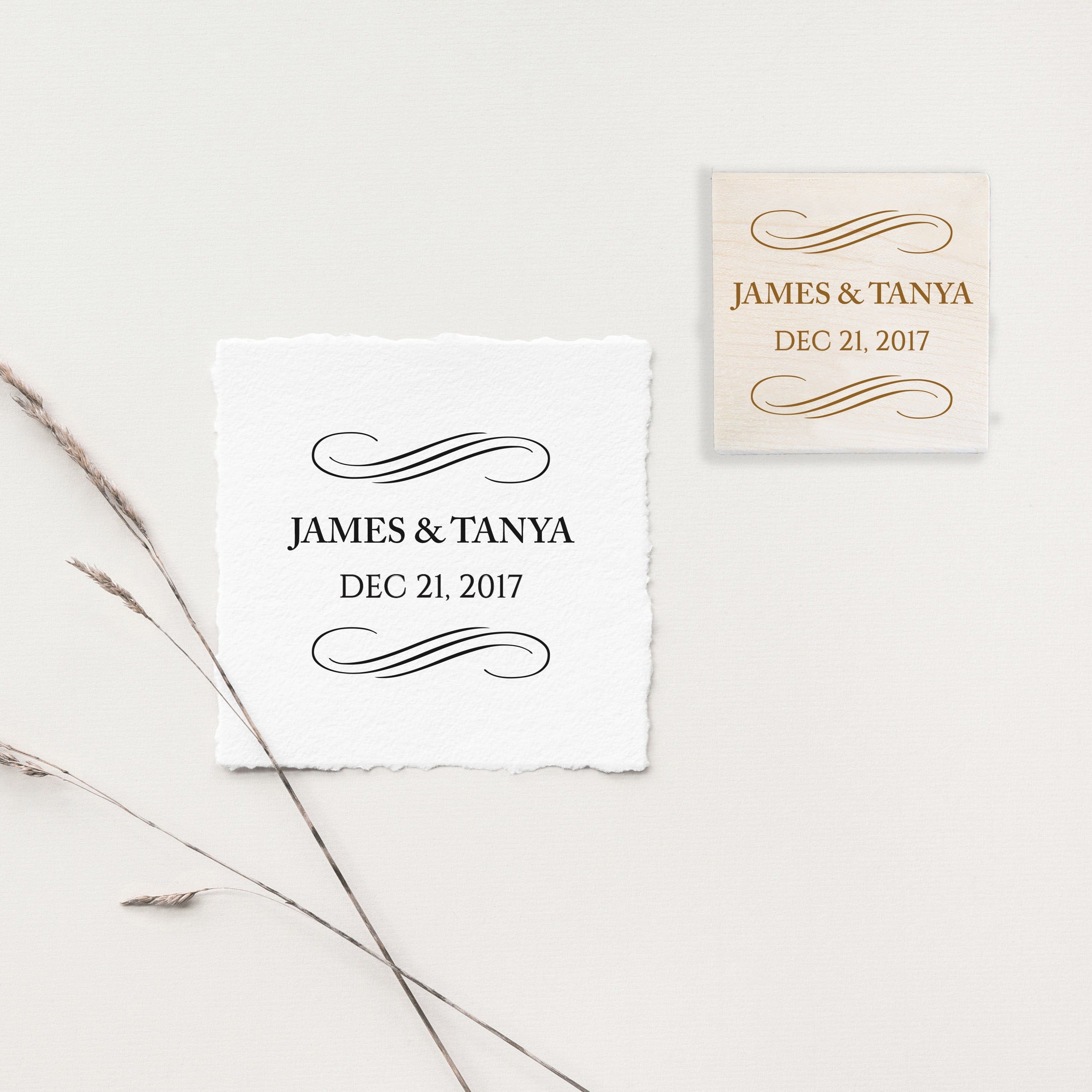 Swirls Save The Date Wedding Stamp