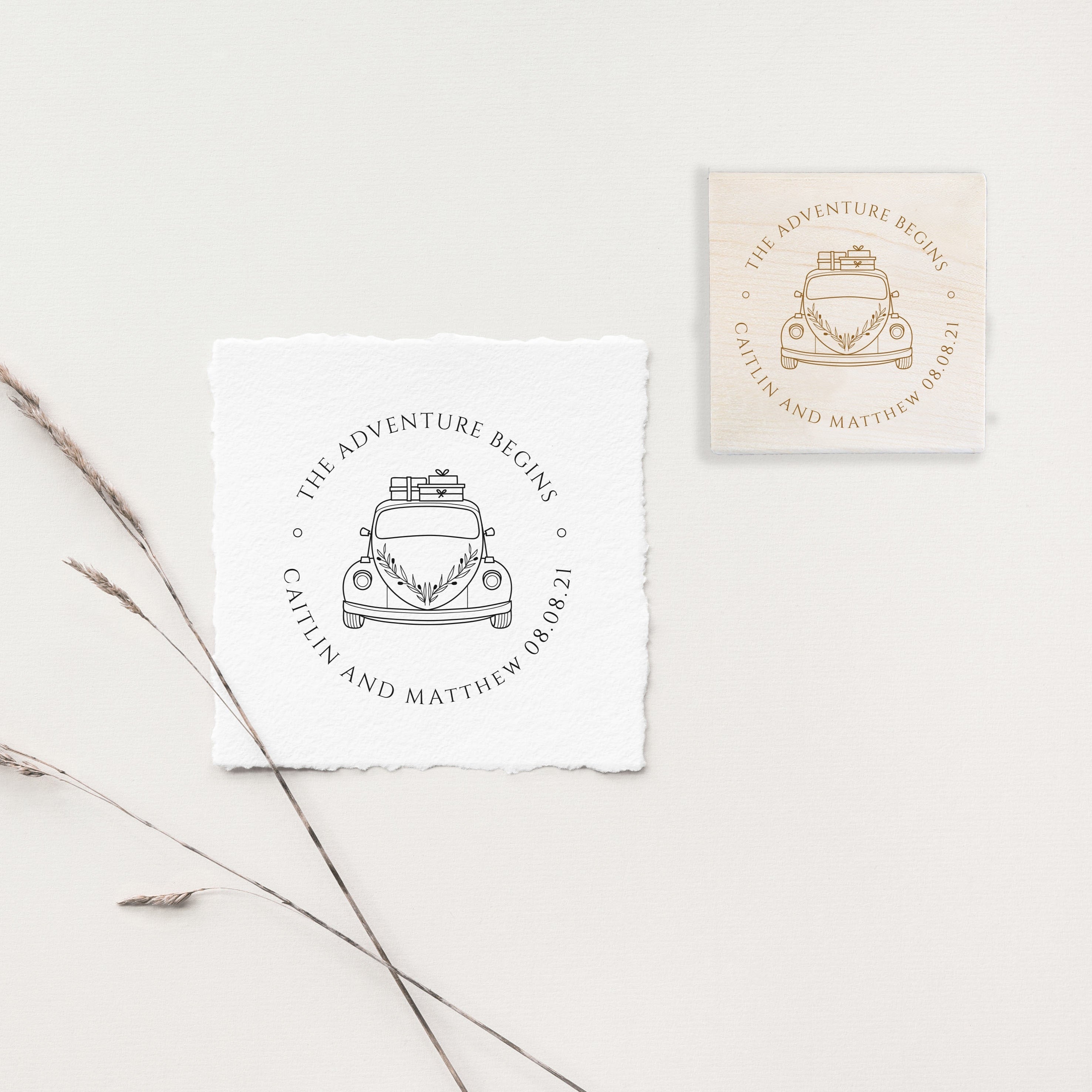VW Beetle Adventure Wedding Stamp