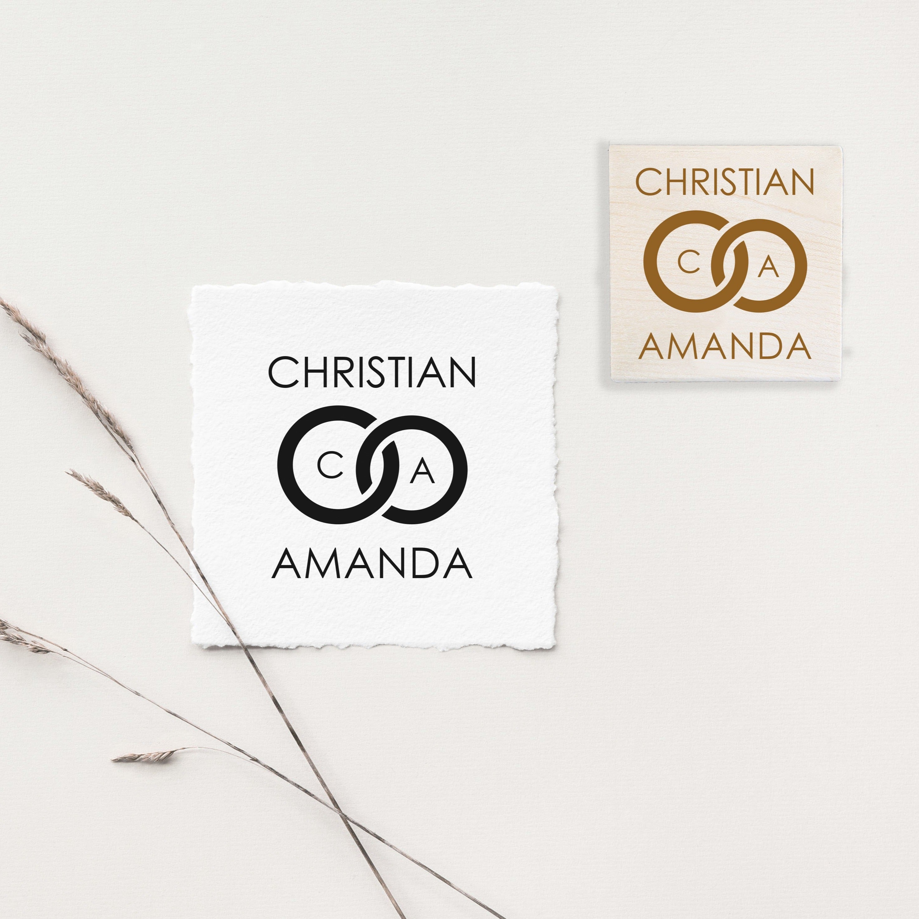 Entwined Rings Wedding Stamp