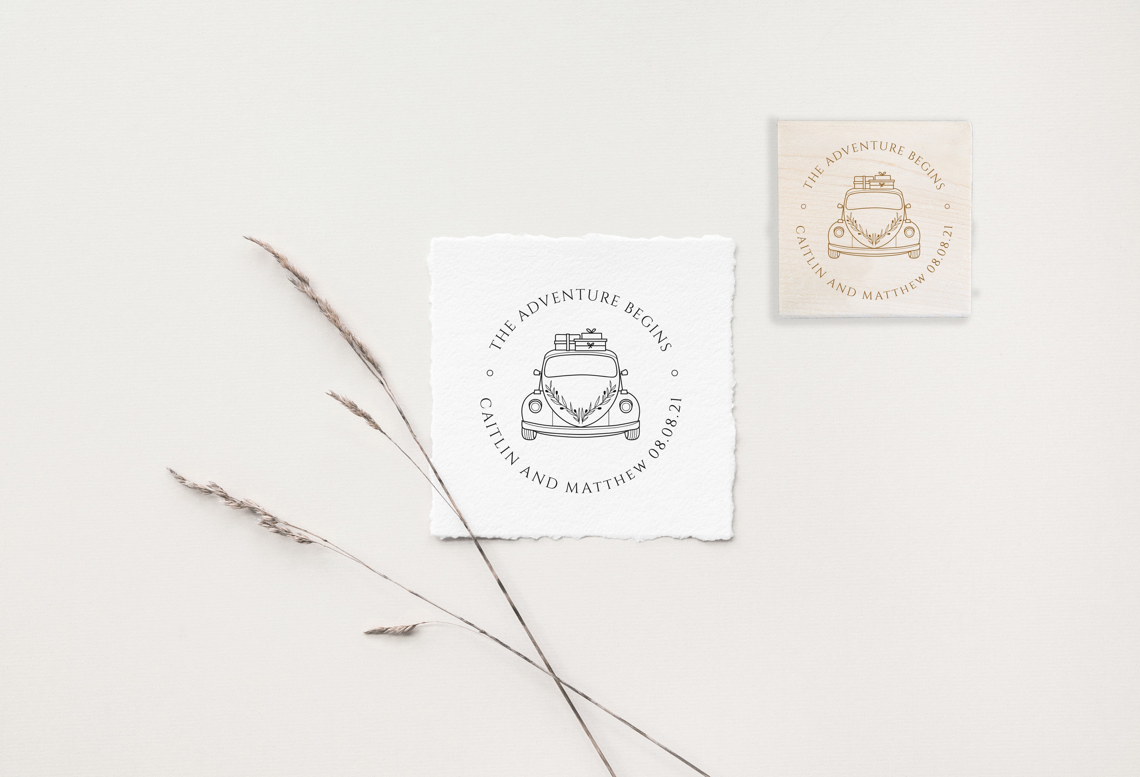 VW Beetle Adventure Wedding Stamp