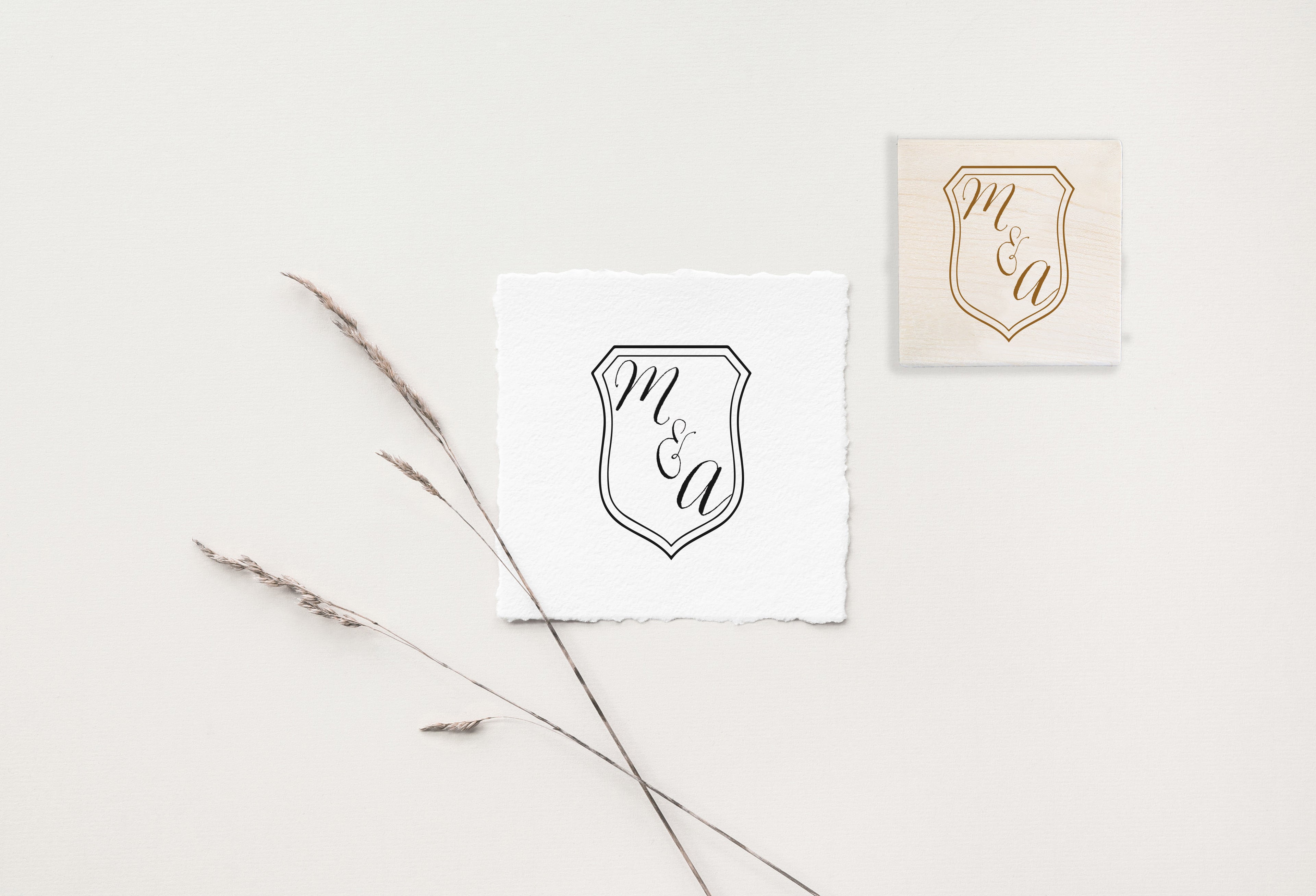 Crest Initials Wedding Stamp