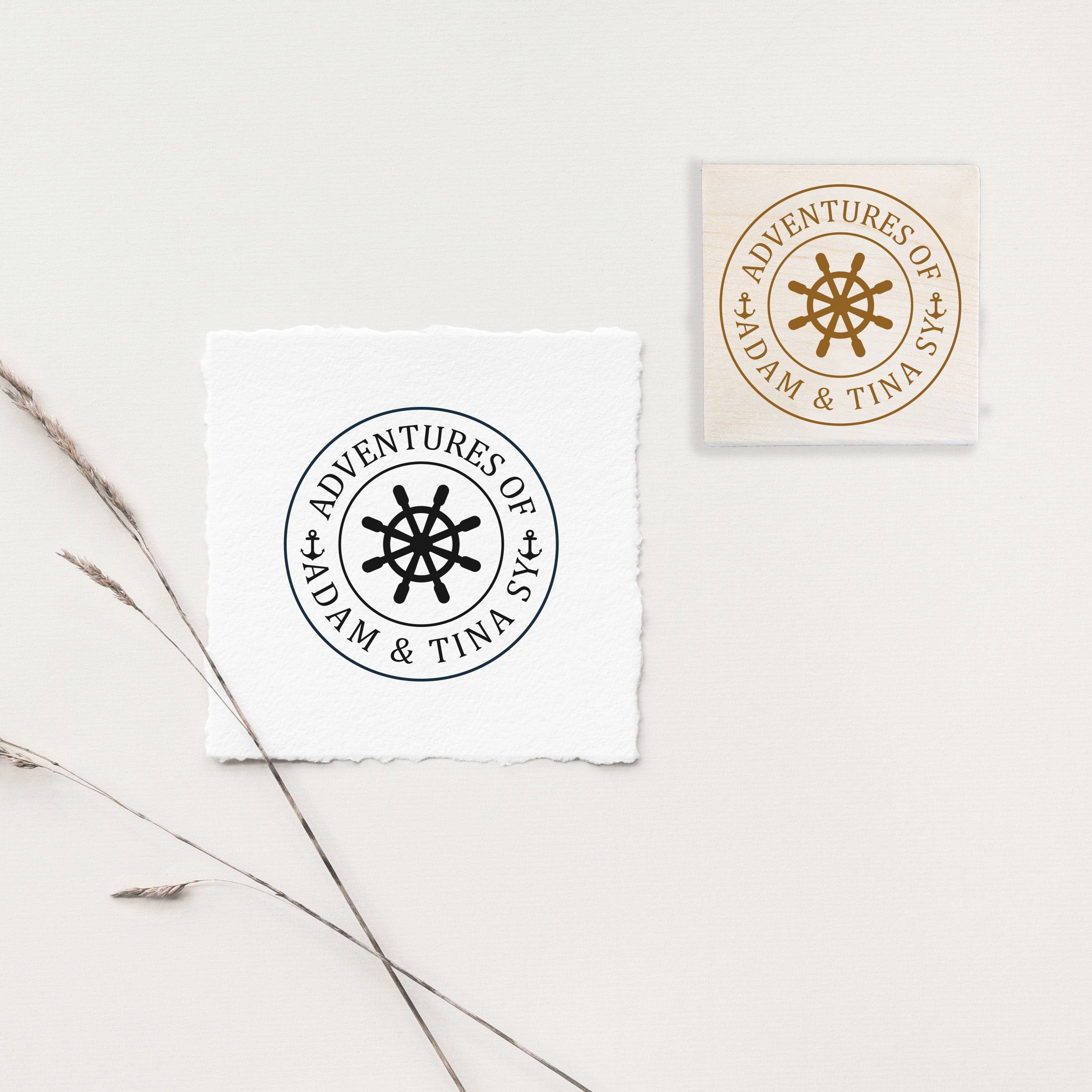Nautical Wheel Wedding Stamp