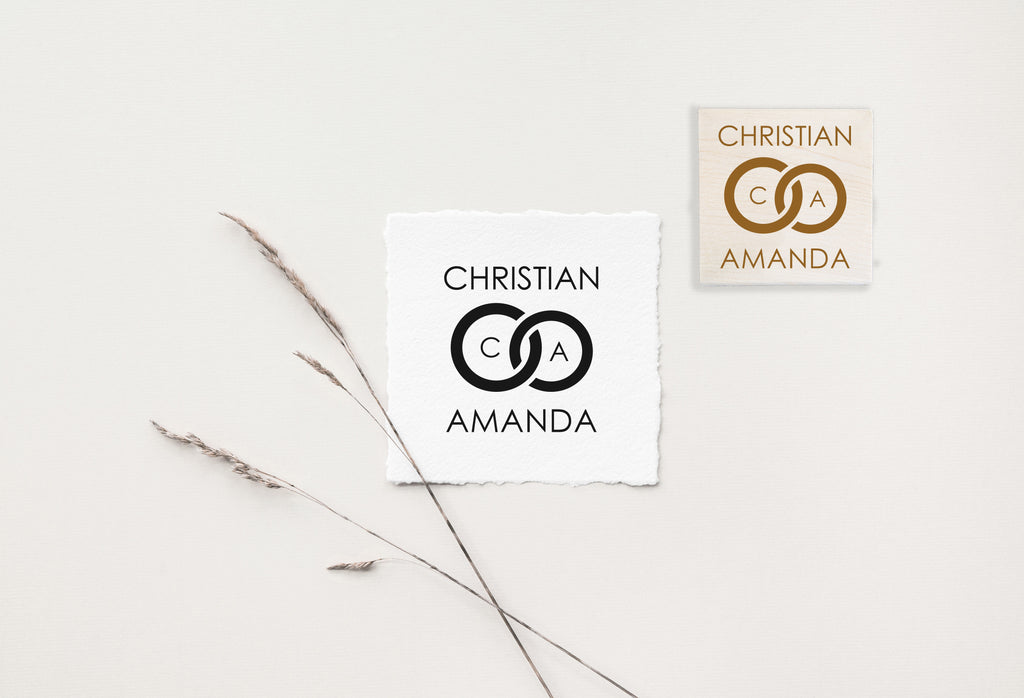 Entwined Rings Wedding Stamp