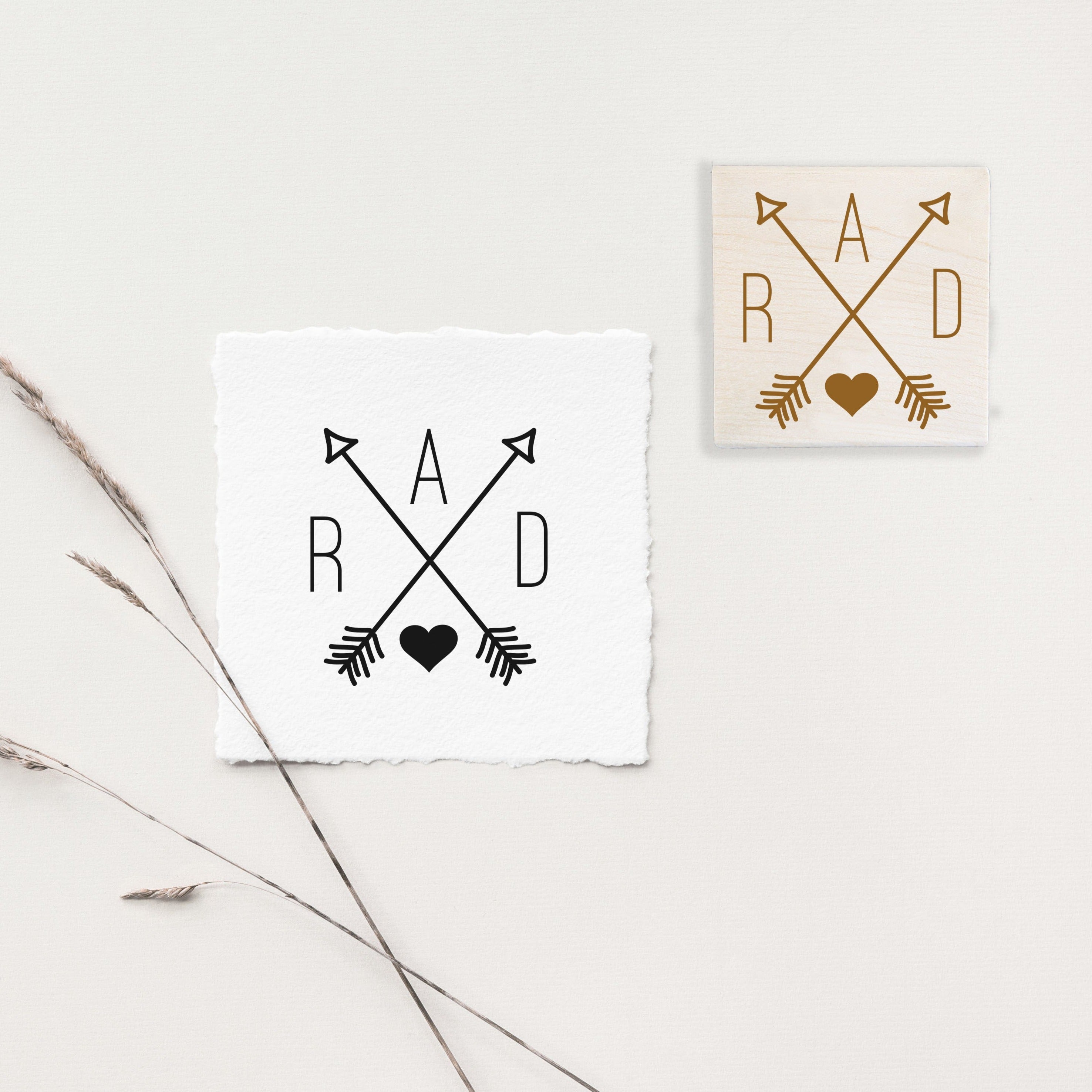 Criss-Cross Arrows and Heart Wedding Stamp